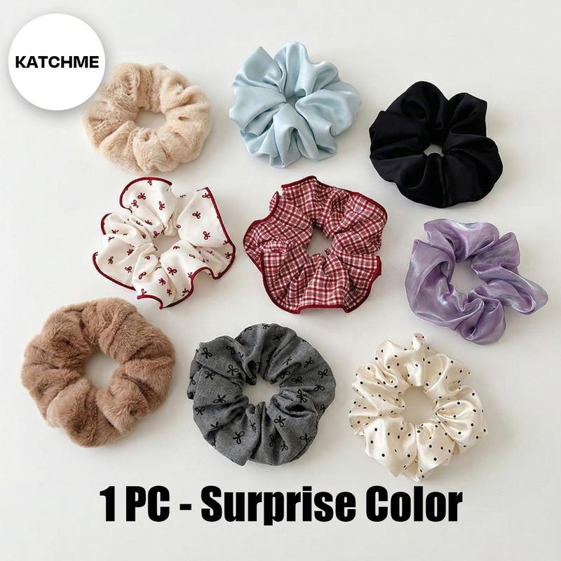 KatchMe Gift: Elegant Satin Scrunchie (Surprise Color) 1 PC, Elastic scrunchi for Women, Gentle on Hair, Hair Accessories