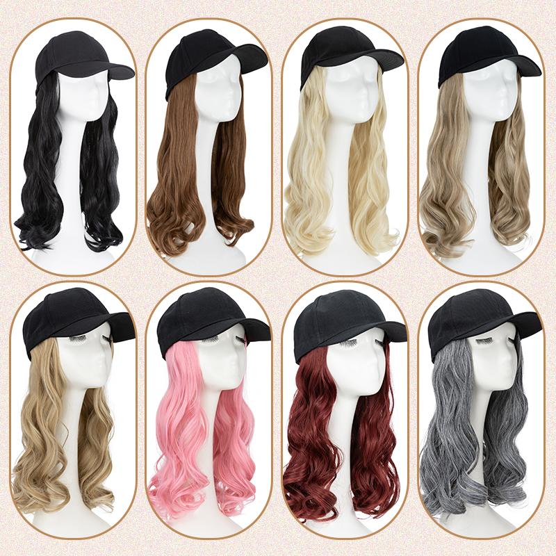Baseball Hat Wig for Women Wig Cap with 16in Curly Hair Extensions Hat with Hair Wave Adjustable Baseball Cap Wigs