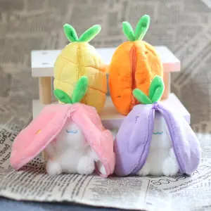 Cute Strawberry Bunny Plush Toy Keychain - 12 cm Stuffed Animal Easter Gift for Kids,Girls Hug Pillow Bed Decoration Birthday Present Furry Friends Plush Doll Animal Stuffed Animal Easter Basket Stuff Bunny Toy