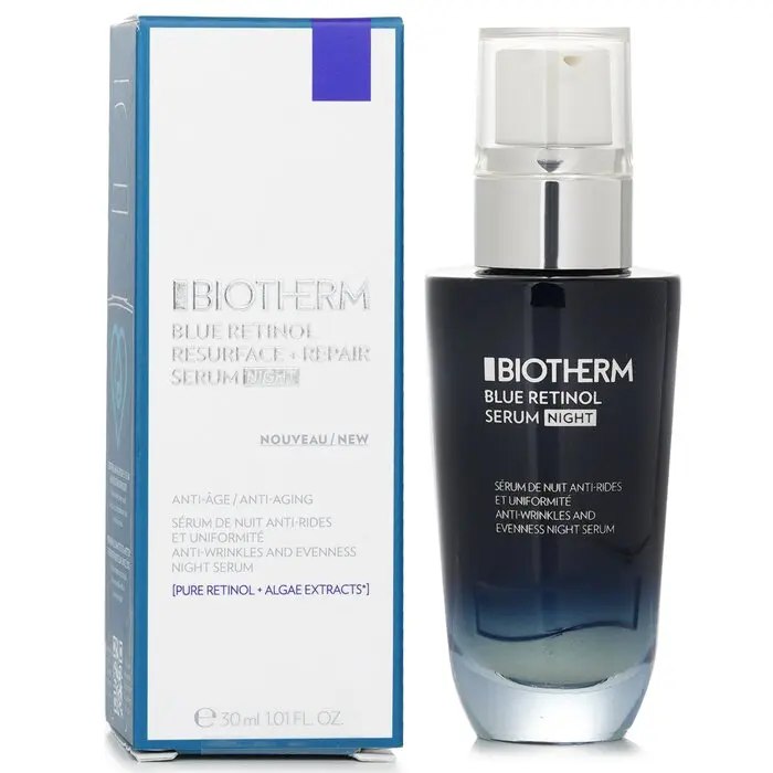 Biotherm Blue Retinol Resurfacing + Repair Night Serum, 30ml/1.01oz - Smooth, Lightweight, Vegan Daily Skin Repair Skincare Serum, Even Skin Tone