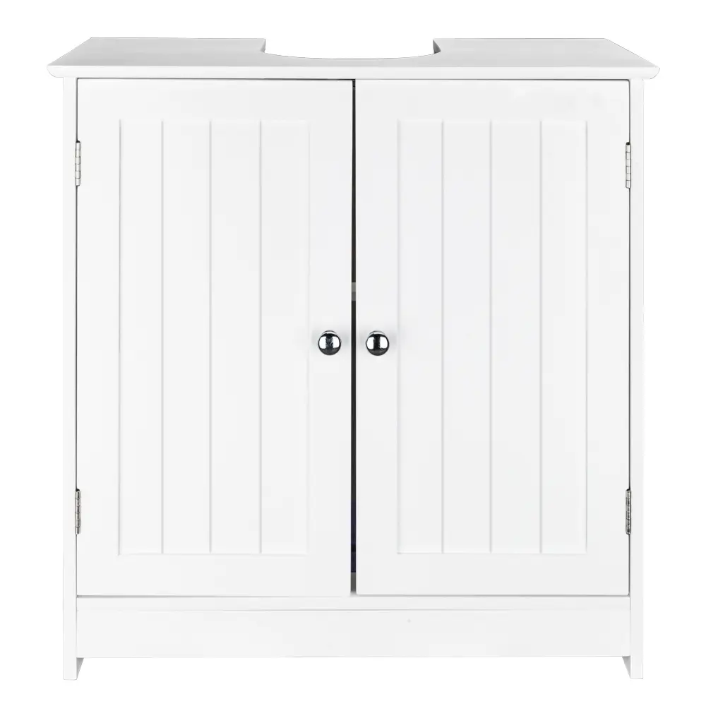 Karl Home Modern White Bathroom Sink Cabinet - Sturdy MDF Modern Storage Cabinet, Traditional Indoor Bathroom Cupboard Furniture
