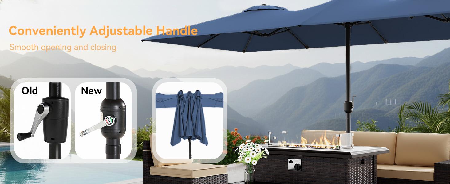 13.6FT Large Patio Umbrella,Outdoor Double-Sided Rectangle Umbrella with Crank,Patio Umbrella for Pool Lawn Garden Backyard