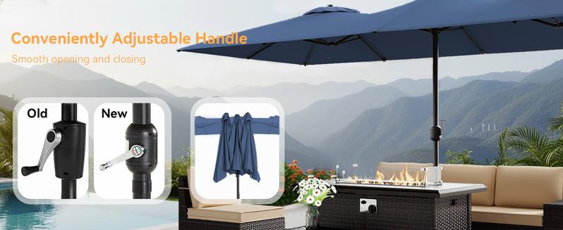 13.6FT Large Patio Umbrella,Outdoor Double-Sided Rectangle Umbrella with Crank,Patio Umbrella for Pool Lawn Garden Backyard