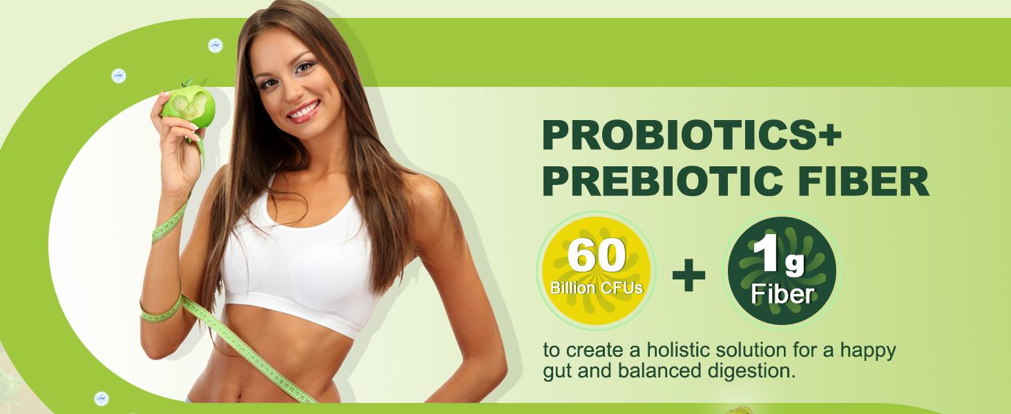 NATURE TARGET Prebiotic Fiber Supplement with 60 Billion Probiotics for Digestive Health - Prebiotics and Probiotics for Women & Men Regularity, Supports Occasional Constipation - 120 Veggie Capsules