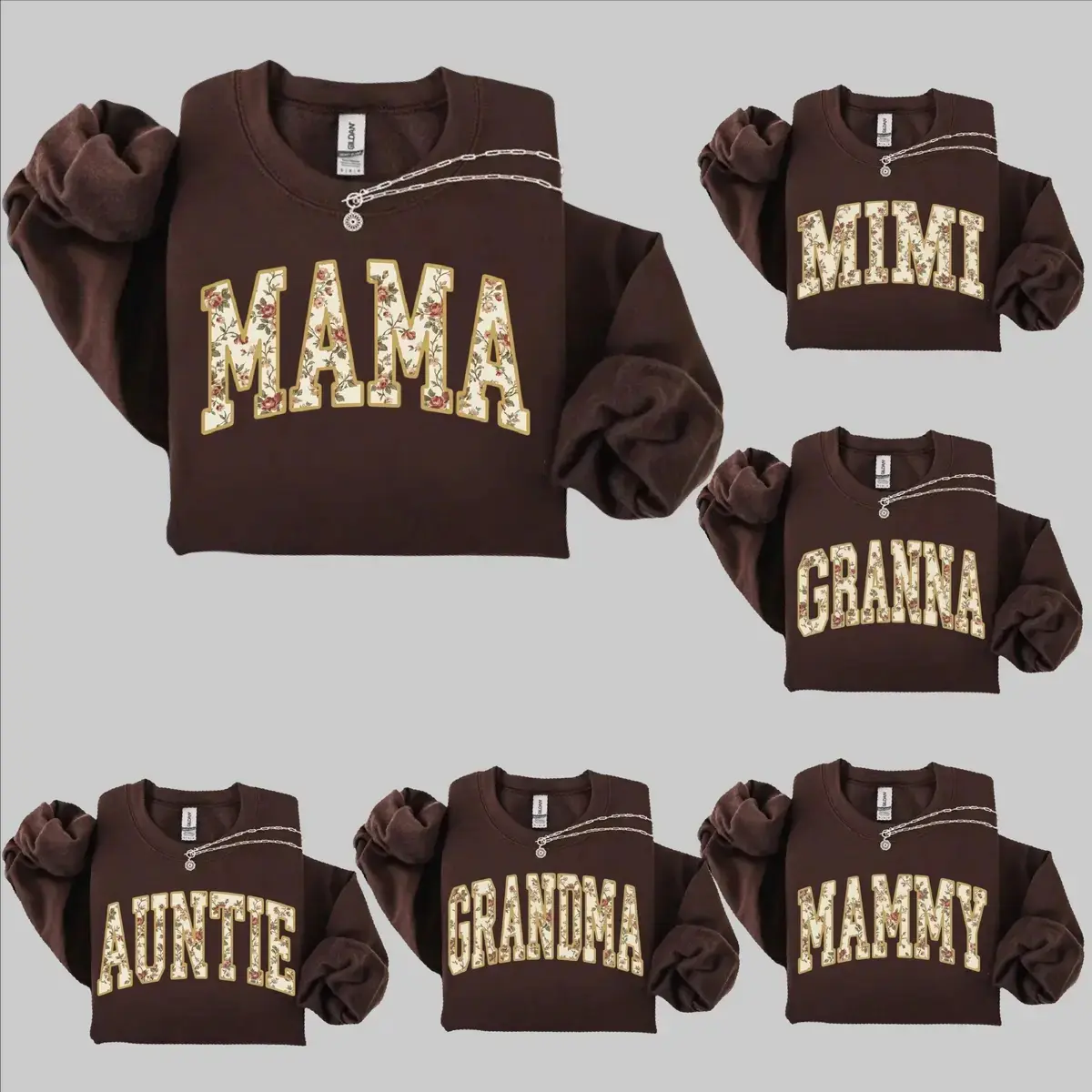 Customize Floral Mama Sweatshirt, Personalized Mama Shirt Vintage Mama Shirt Trendy Mama Shirt Grandma Shirt Auntie Shirt Mothers Day Gift, Dark Chocolate - TrendWear USA