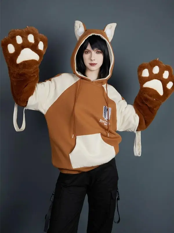 Attack On Titan & Micotaku Furry Paw Hoodie Wings of Freedom Hoodie