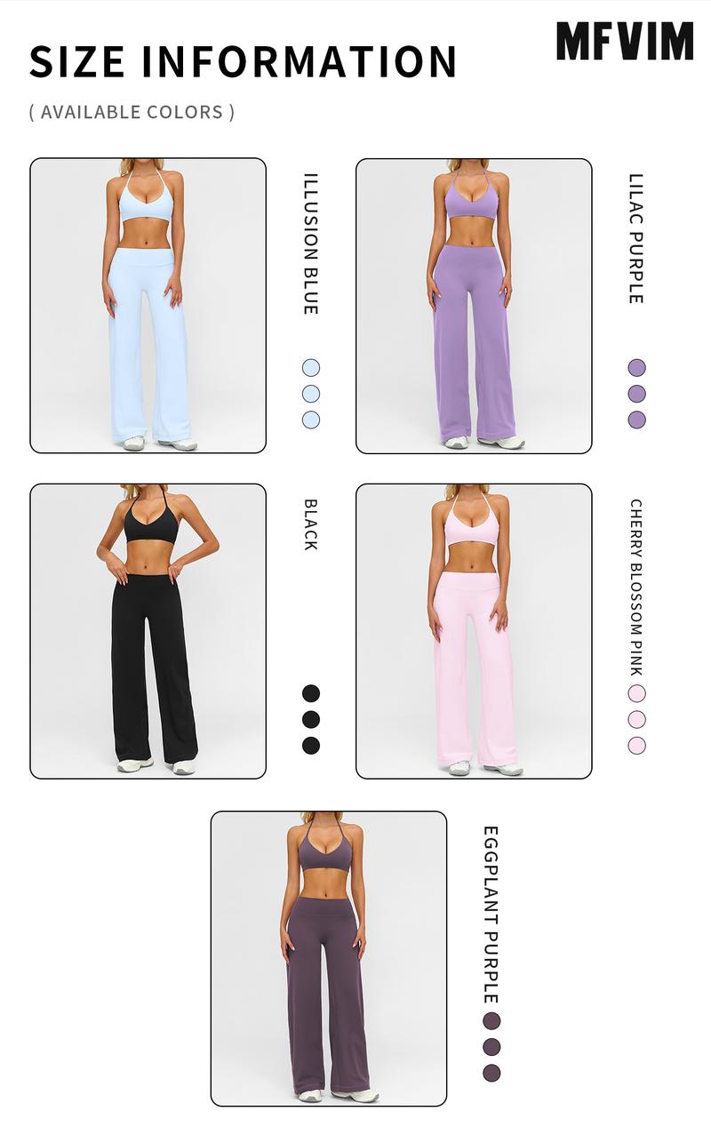 MFVIM Sporty Two-Piece Set Women's Plain Crop Cami Top & Flare Leg Pants Sports Set 78% Nylon 22% Spandex Comfy Breathable for Yoga Gym Workout Running