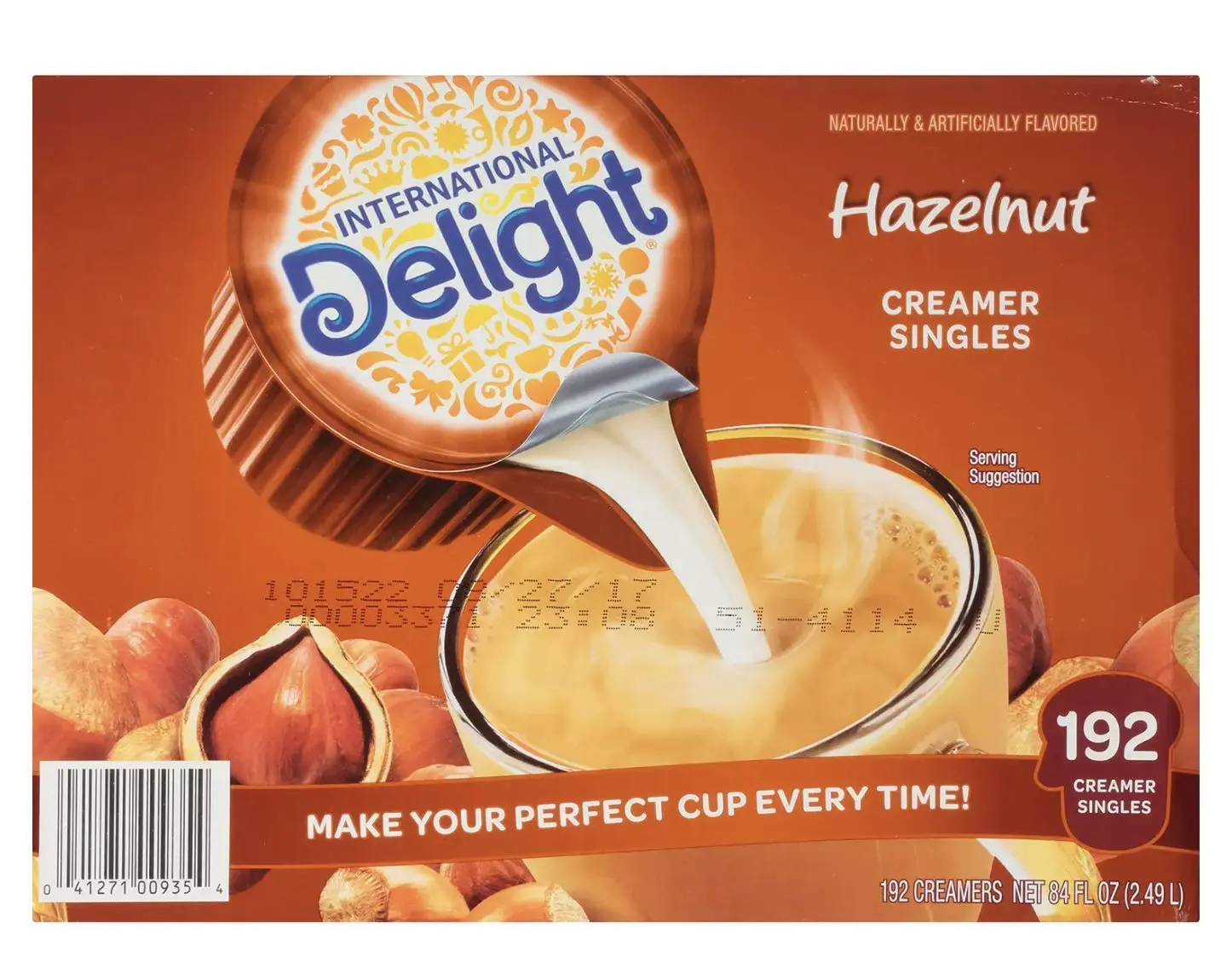 International Delight Ambient Hazelnut Coffee Creamer Individual Cups, 84 Fl Oz, 192 Count, Kosher, Gluten-Free, Lactose-Free, Room Temp