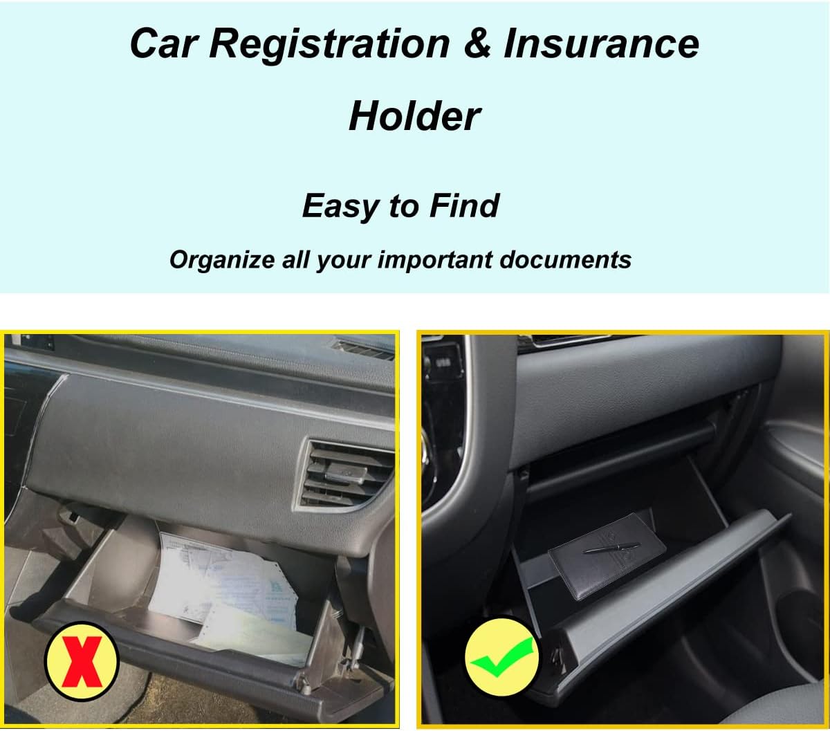 Car Registration and Insurance Holder, Car Organizer Premium Leather Registration and Insurance Card Holder,with Magnetic Shut for Cards, Essential Document, Driver License