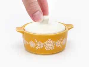 Pyrex-Inspired Butterfly Gold Casserole Ceramic Trinket Box Pyrex-Inspired Butterfly Gold Casserole Ceramic Trinket Box