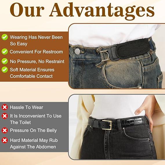 2/4 PCS No Buckle Belts for Men and Women, Buckless Belts for Unisex- Adjustable Metal Hook Comfortable Invisible Belt, Invisible Belt for Jeans, Pants 2/4 PCS No Buckle Belts for Men and Women, Buckless Belts for Unisex- Adjustable Metal Hook Comfortable Invisible Belt, Invisible Belt for Jeans, Pants