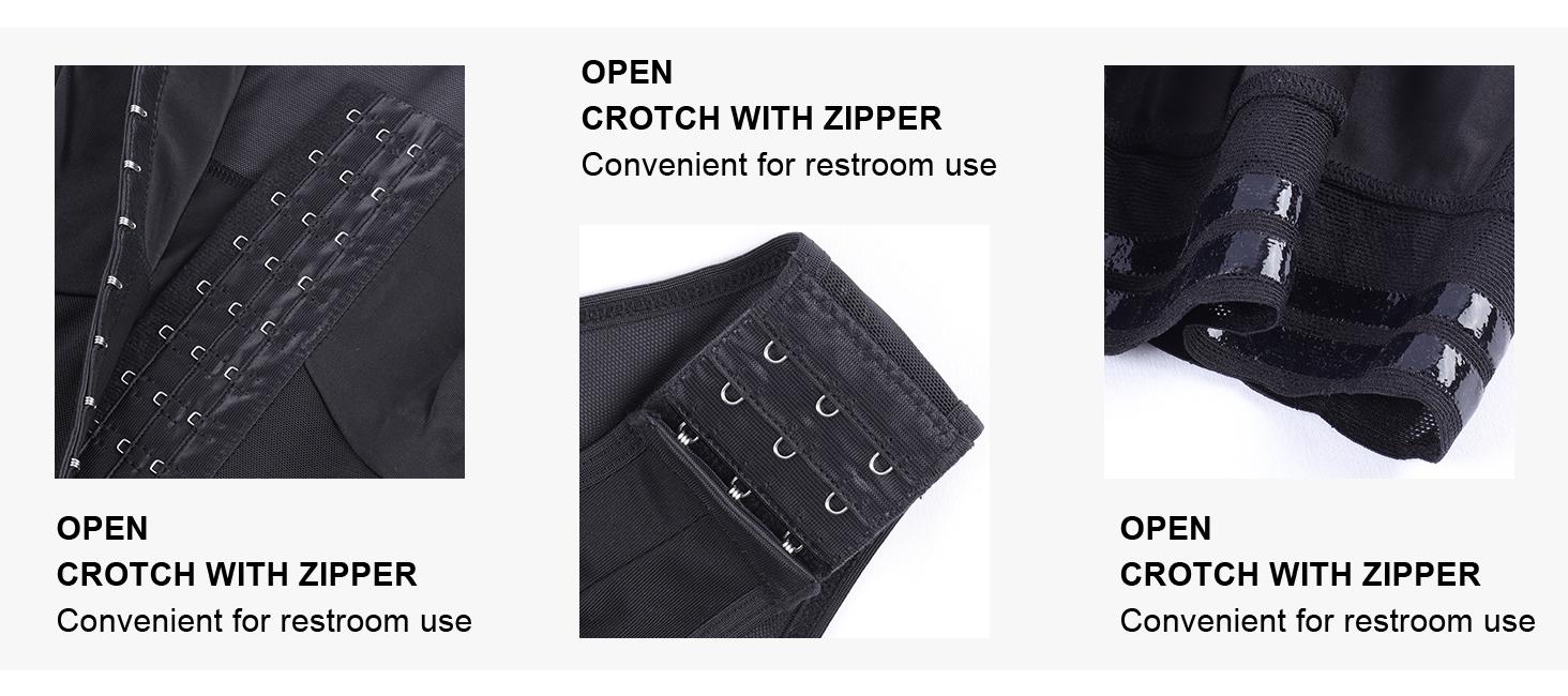 EOMENIE Women's Fajas Colombianas Shapewear Tummy Control Full Shapewear Butt Lifter with Zipper Crotch Hooks & Eyes Closure Anti-Roll Silicone Strips Adjustable Fit