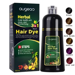3 in 1 Hair Dye Shampoo - Can Cover Gray Hairs,Herbal healthy plant Ingredients,Contains Ginseng Extract,Natural Haircoloring, Black Herbal Hair Color Shampoo，Shampoo With Color