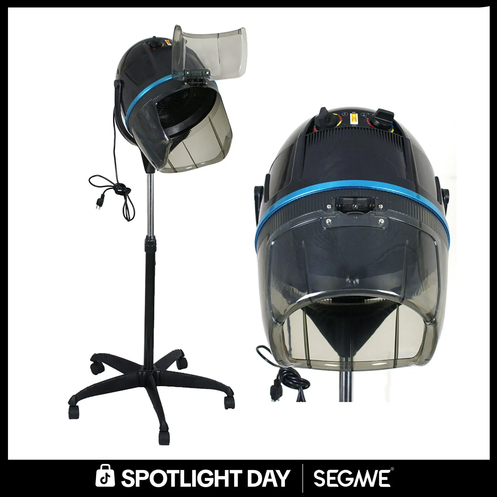 Segawe Professional Standing Hooded Bonnet Hair Dryer - 1300W Powerful Model, Multifunctional Hair Blower, Stand-Up Floor Unit with Rotary Design, Variable Temp for Smooth Drying (Black), Multifunctional Hair Dryer,summerwins,father'sdaygifts,summerhairst