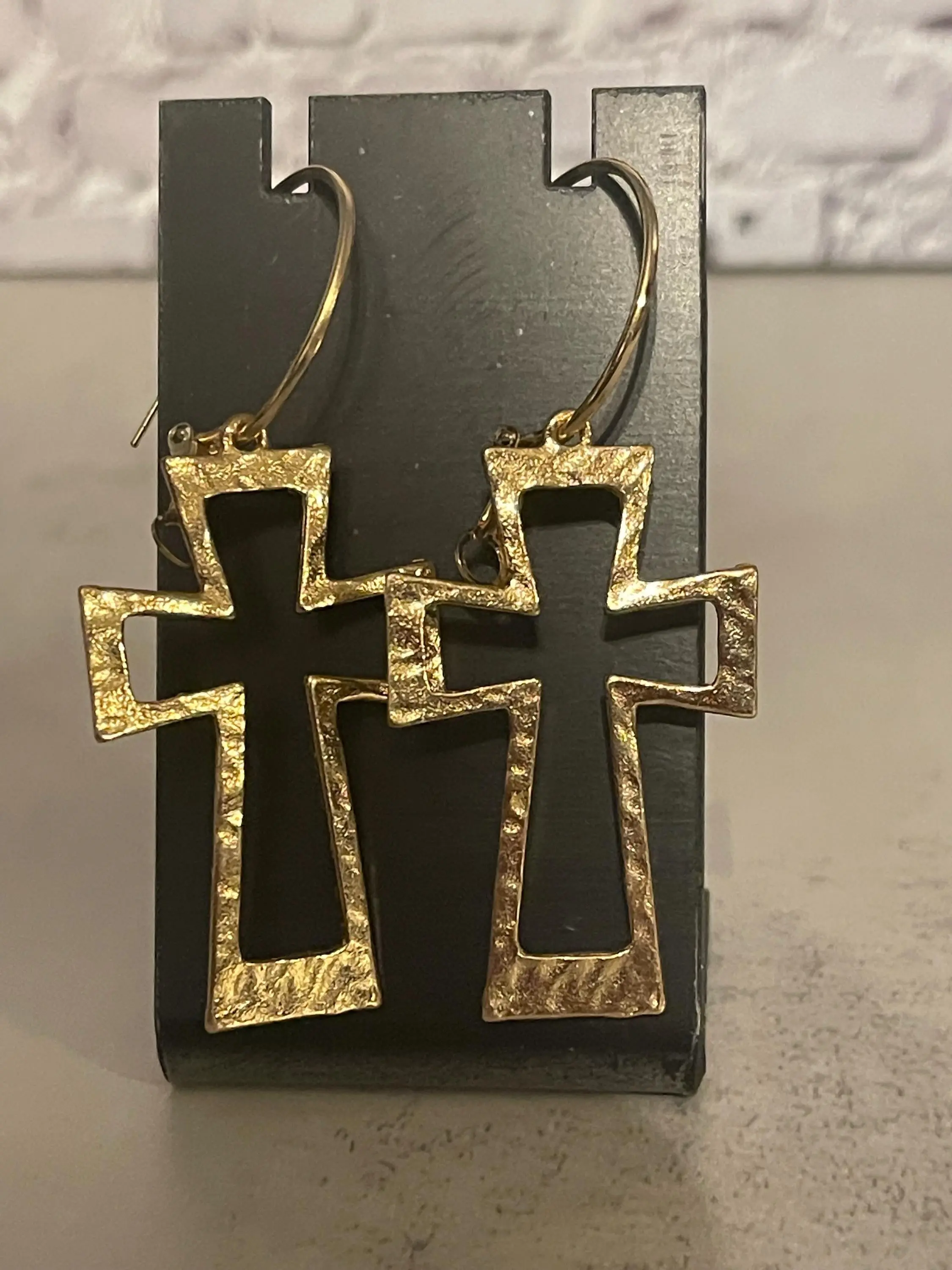 Cross Hoop Earrings - Gold & Silver Stainless Steel Cross Earring Collection, Faith Jewelry