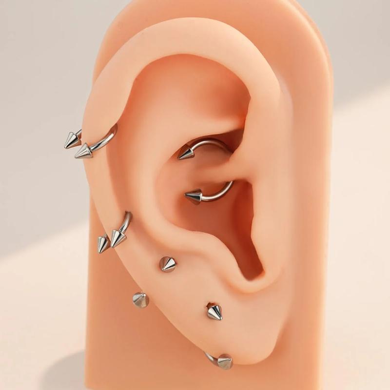 Oufer 2Pcs 18G/16G/14G/12G/10G Titanium Spike/Ball Internally Threaded Horseshoe Septum Pierced Ring Septum Clicer Ring Septum Jewelry Nostril Nose Piercing Body Jewelry