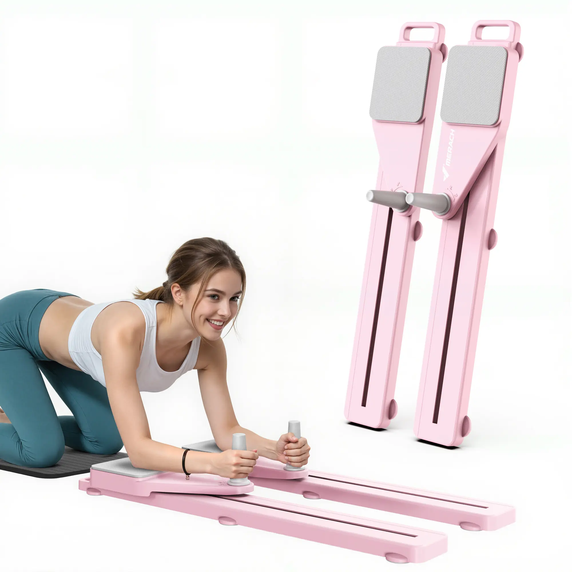 Merach Multi-functional Ab Exercise Board, Foldable Home Pilates Reformer with Knee Mat, Timer & Resistance Bands, Abdominal & Core Strength Training with Full-Body Toning Support, Abs Workout Equipment for Home Gym BackToSchool