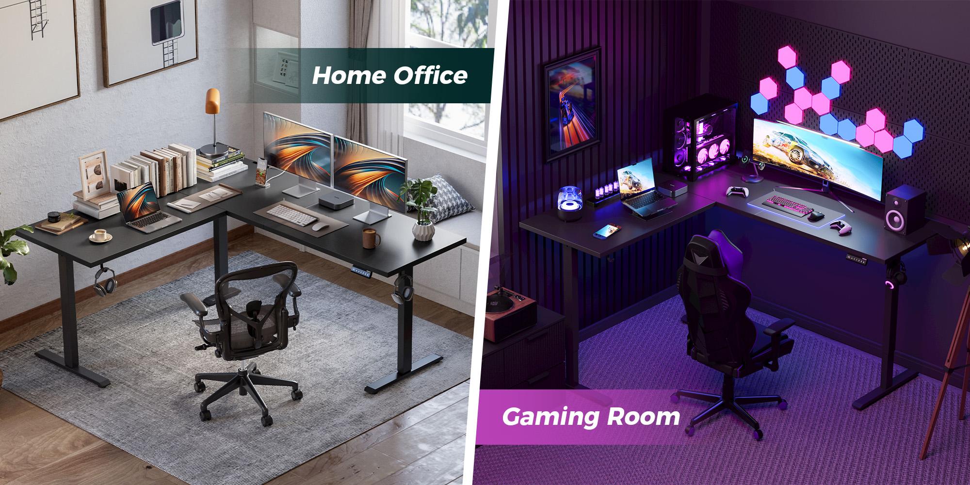 Agilestic L Shaped Standing Desk, Electric Height Adjustable Home Office Desk, Large Ergonomic Computer Desk with 3 Memory Buttons, Cable Management, Corner Desk for Home & Office Workstations