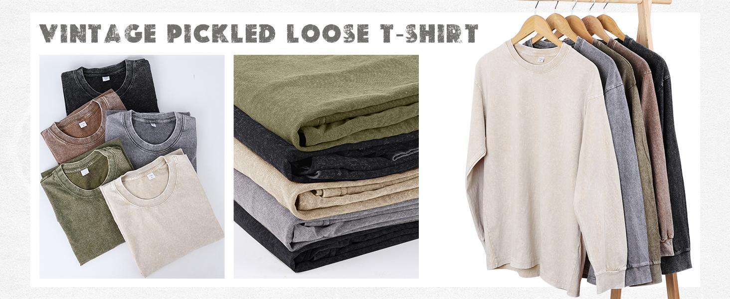 Yimoon 3 Pack Oversized T-Shirts for Women And Men Cotton Long Sleeve Vintage Acid Wash Baggy T Shirts