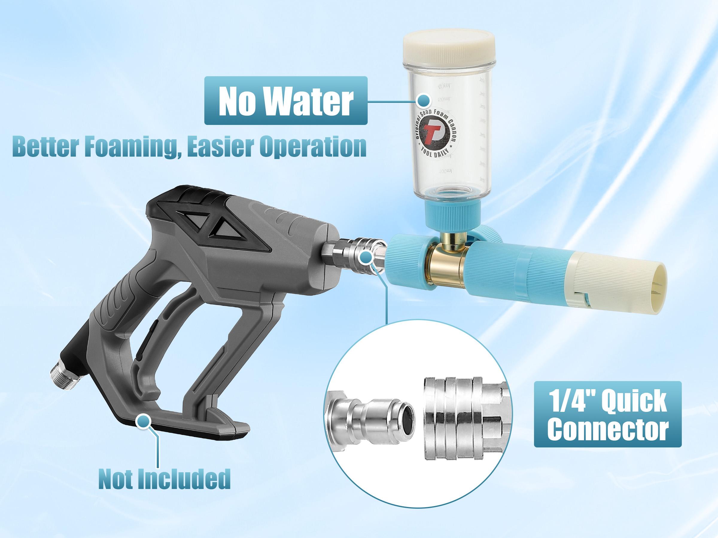 Tool Daily Foam Cannon with Dual Connector Accessory Original Soap Cannon for Pressure Washer 5 Power Washer Nozzle Tips 1/4 Inch Quick Connect Car Washing Spray