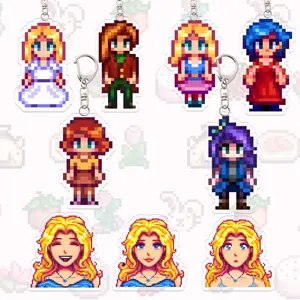 Stardew Valley keychain, cartoon cosplay accessories, Haley Emily pixel style, student kawaii birthday gift