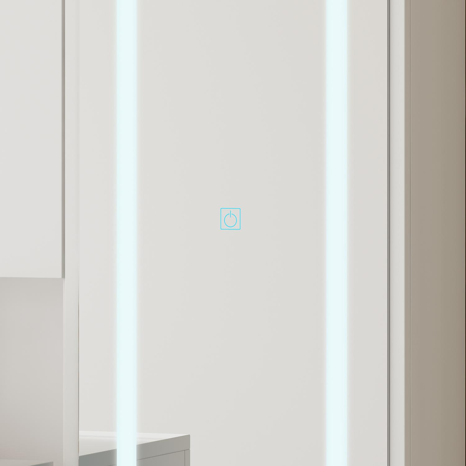 FUFU&GAGA Pink/White/Black Makeup Vanity Desk with Full-length Mirror & 3-Colors Adjustable Lights, 3 Drawers, Sliding Tabletop, Engineered Wood, Generous Storage Capacity