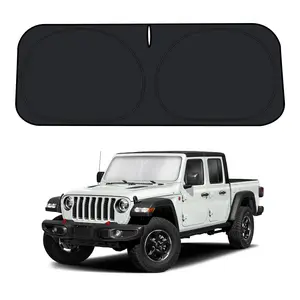 Canvcle Windshield Sun Shade for 2020-2025 Jeep Gladiator JT Accessories Sport S Overland Rubicon Pickup Foldable UV Blocker Sun Visor Protector
