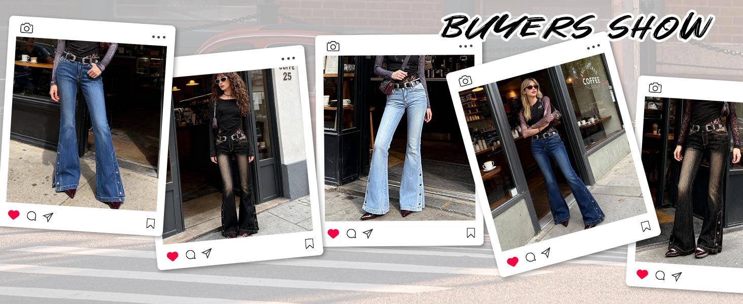 Women Bell Bottom Jeans Stretchy Flare Mid Rise Embroidery Vintage Denim Pants 90s Outfits Y2k Clothes Women Bell Bottom Jeans Stretchy Flare Mid Rise Embroidery Vintage Denim Pants 90s Outfits Y2k Clothes