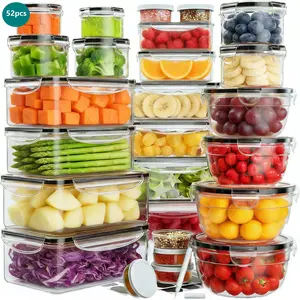 52pcs Food Storage Containers with Lids Airtight (26 Lids & 26 Containers) Fridge Food Organizer Reusable Plastic Leakproof Meal-Prep Container for Kitchen Storage Organization Microwave/Dishwasher Safe with Labels & Pen