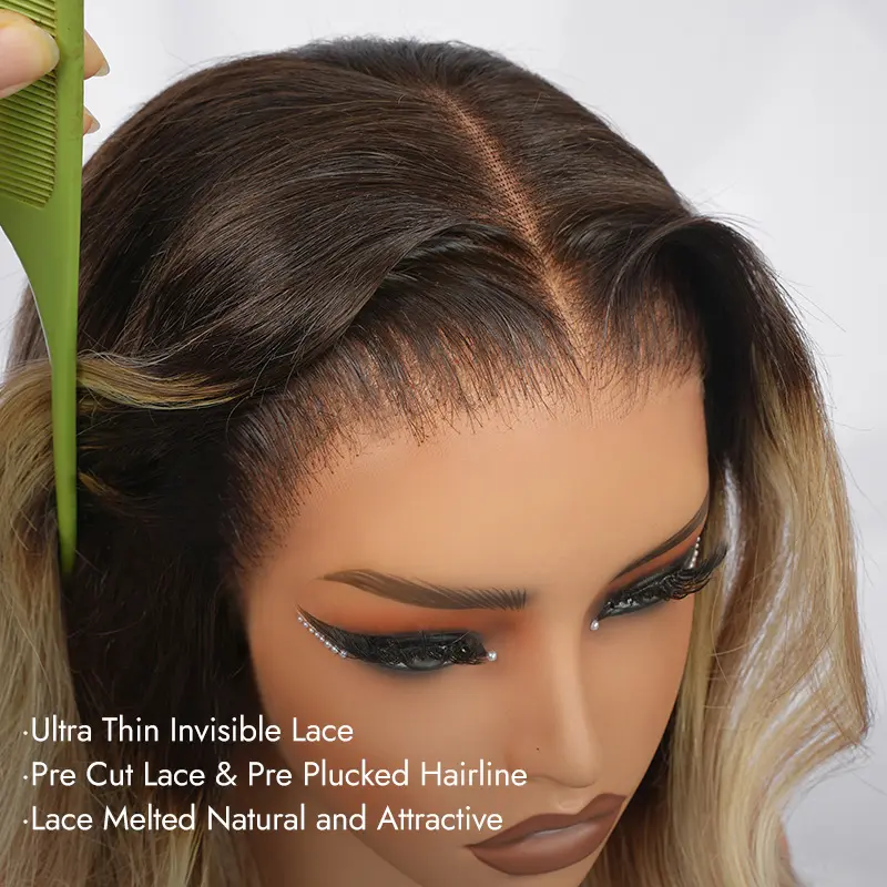 [New In] Wiggins Hair 250% Density Glueless Blonde Ombre Highlight Wigs Body Wave 13*6 Lace Front Wigs Human Hair Ready To Go Pre Cut Lace Colored Wig Beginners Friendly