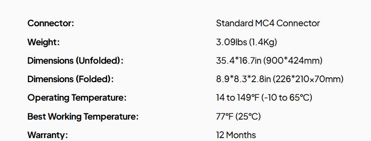 BLUETTI 60W Solar Panel 60 Watt for Solar Generator Handsfree 1 & 2 AC2A Foldable Charger for Hiking Camping Travel