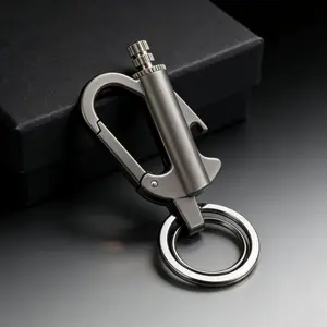 (Fuel Not included) 3-ln-1 Cool Lighter Keychain Bottle Opener, Outdoor Fire Starter,Portable Refillable Lighter with hook,for Hiking Camping,Daily Use multiple key