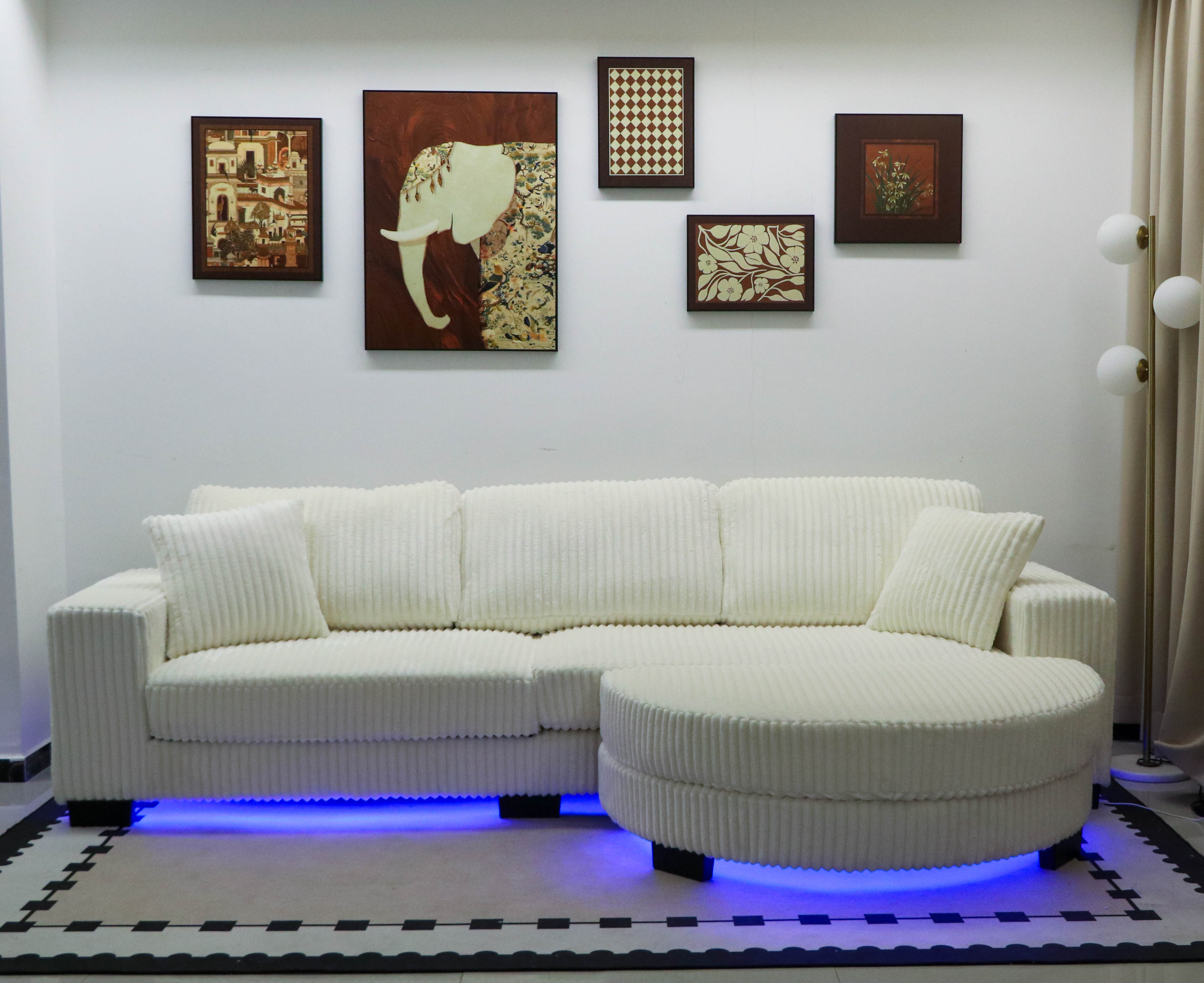 [3 packages shipped] [Two pillows included] Niccae's stylish, foam-filled sofa bed with a light strip is stylish and stylish | Modern convertible sofa | Adjustable living room recliner | Durable hardwood frame for comfortable furniture