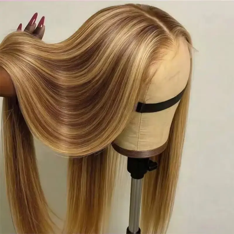 AMZHAIR 13x6 Body Wave Highlight Ombre Transparent Lace Front Wig Human Hair HD Lace Frontal Wigs 4/27 Colored Wigs Honey Blonde Glueless Wigs Human Hair Pre Plucked Pre Cut Bone Straight Human Hair Wig Human Hair Lace Front Wigs With Baby Hair For Women