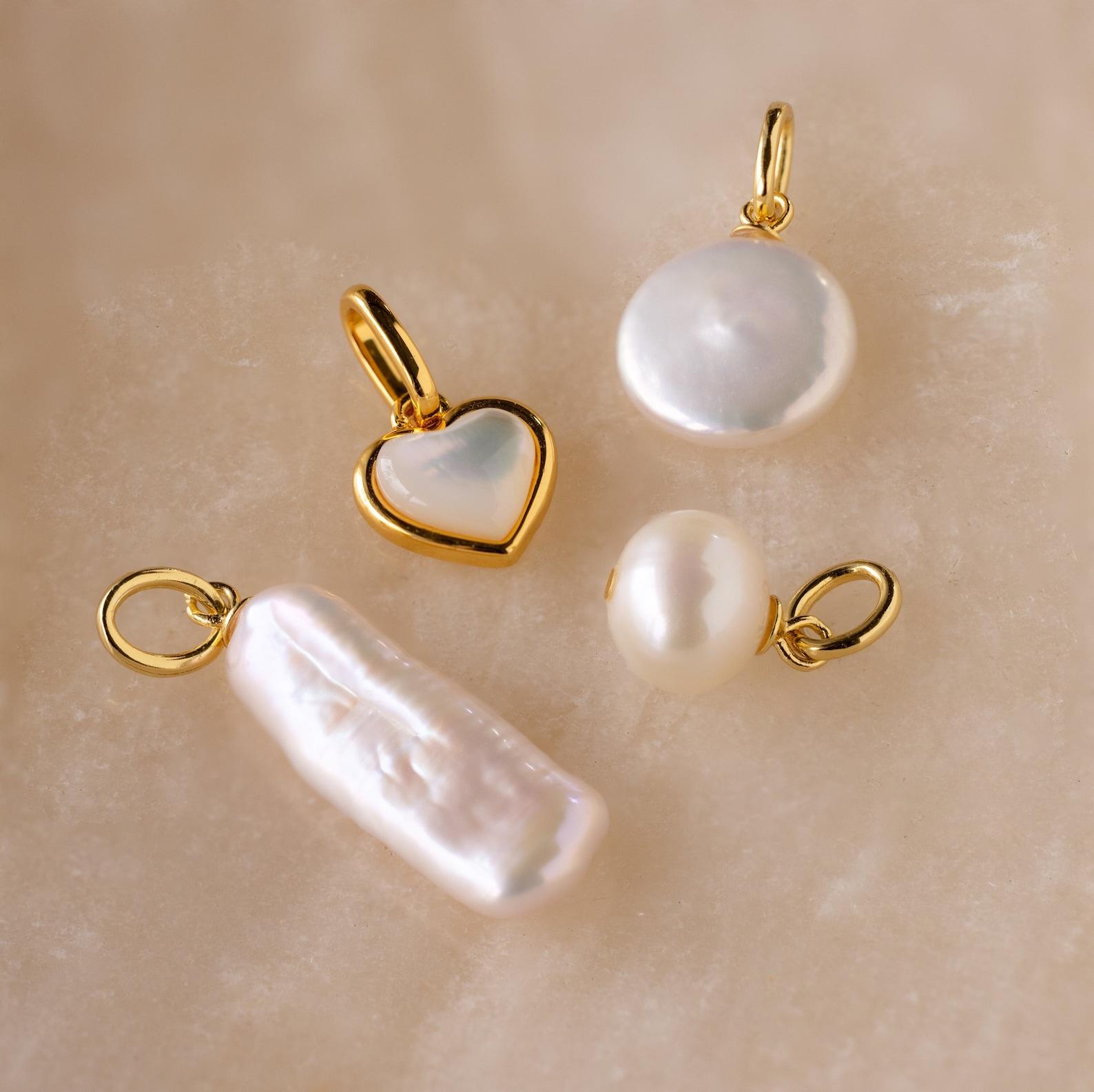 Dainty Gold Charms by Caitlyn Minimalist - 18K Gold Plated Charms for Necklace & Bracelets - Custom Heart, Pearl, Bow & Nature-Inspired Pendants - Vintage Necklace Charms - Personalized Jewelry - Birthday Gift
