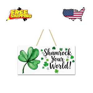 St Patricks Day Decorations - Hanging Wooden Sign for Wall