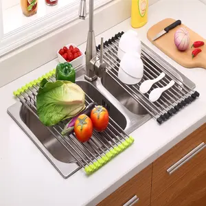 Roll-Up Stainless Steel Sink Drying Rack – Folding Kitchen Dish Drainer