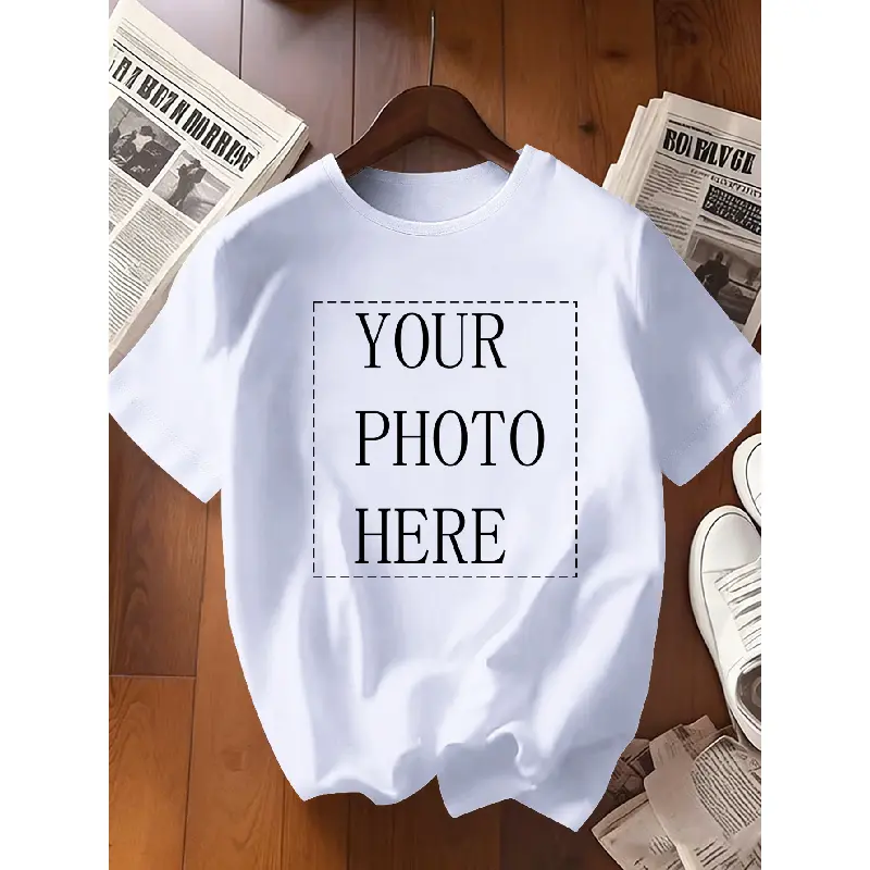 Women's Personalized Photo & Text T-Shirt - Short Sleeve Round Neck Top with Your Own Image/Logo, Bulk Suitable for Weddings, Team Uniforms, Corporate Events - Machine Washable Summer Shirts for Parties, Bulk Orders Welcome