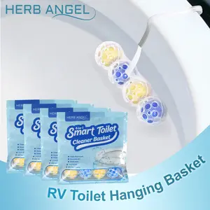 RV Lemon  4-in-1 Rim Hanger Toilet Bowl Cleaners 4-Ball （home essentials）Hanging Toilet Ball for Effective Cleaning 5 Bags Total Toilet Hanging Basket outdoorfun