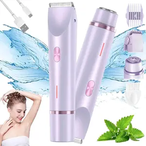 Electric Body Hair Trimmer - Groin Trimmer for Women - Bikini Trimmer - Wet/Dry Shaver Groomer, Replaceable Ceramic Blade Heads, USB Rechargeable, Waterproof Hygiene Razor