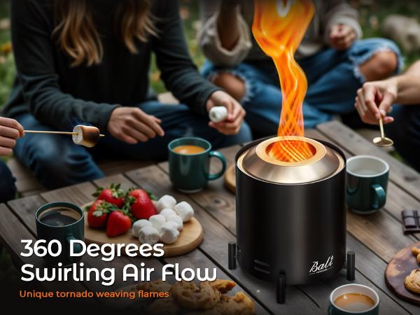 BALI OUTDOORS Smokeless Fire Pit, 6.5-Inch Turbo Flame Tabletop Fire Pit, Stainless Steel, Adjustable Flame,  with Stand and Stove Rack, Carry Bag TikTokShopBlackFriday