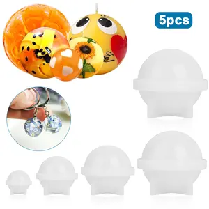 5Pcs Seamless Sphere Silicone Resin Molds - Round Ball for Large Ball Flower Preservation Home Decor Epoxy Resin Casting Molds for Crafters DIY Enthusiasts