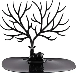 Little Deer Earrings Necklace Pendant Bracelet Jewelry Display Stand Tray Tree Storage Racks Organizer Holder, Black