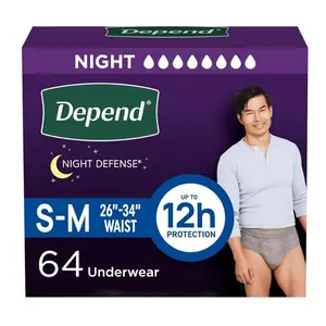 Depend Night Defense Adult Diapers, Incontinence Underwear for Men, Disposable, Overnight