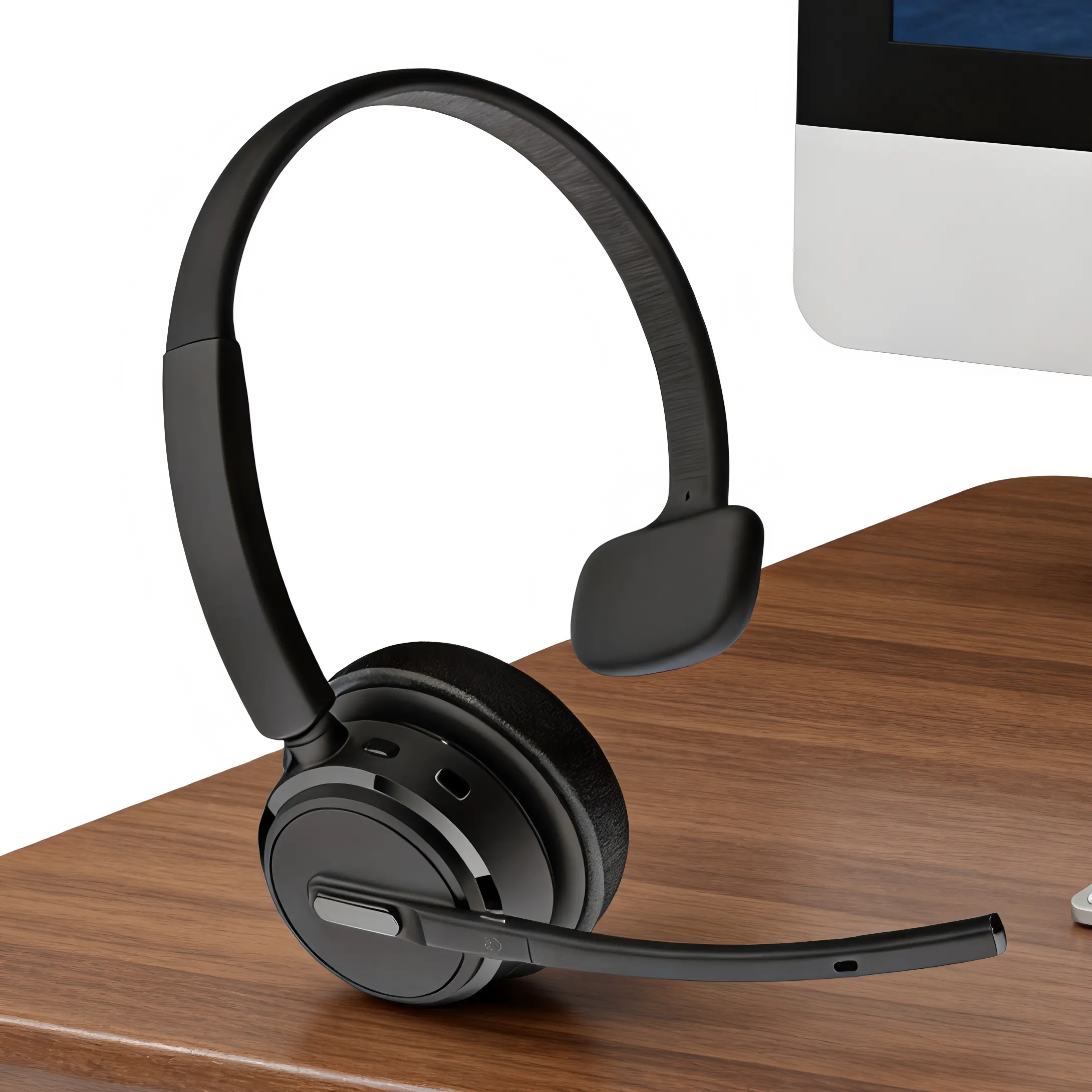 DH18B EU Type Over-Ear Trucker Bluetooth Headphones - Flexible Gooseneck Adjustable Dual Noise-Cancelling Mic, Mute Button, 50Hrs Battery, Protection, Streaming, Expanded Range, ENC Pairing - Wireless Audio Headset for Truck Drivers, Cable Management Earb