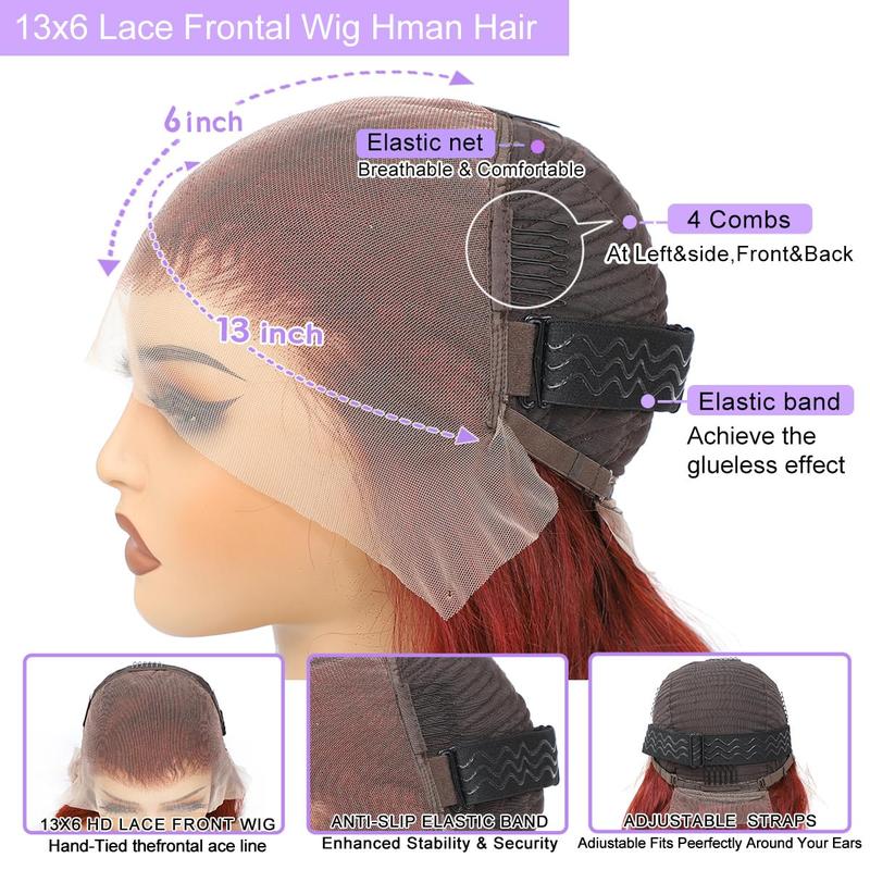 13x6 Reddish Brown Lace Front Wigs Human Hair Pre Plucked 26 Inch 200% Density Body Wave Hd Lace Front Wigs Human Hair Colored Copper Red Lace Frontal Wigs 13x6 Brown Glueless Wigs