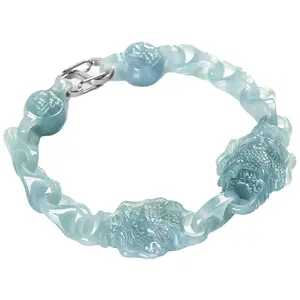 Interlock double dragon bracelet