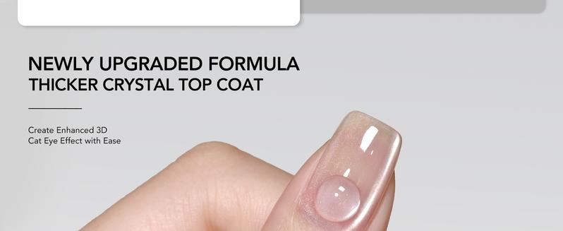 GAOY 16ml Top Coat for Cat Eye Gel, High Crystal Gloss Shiny Long Lasting Top Coat Clear Gel Nail Polish, UV Light Cure