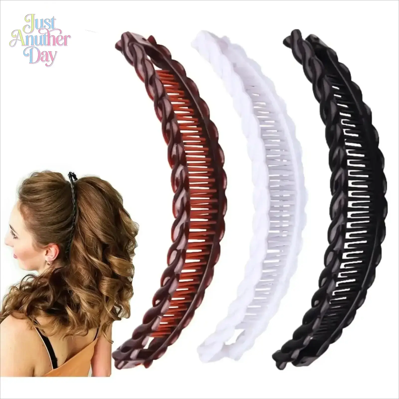 Set of 3 Vintage Banana Hair Clips, Strong Hold Styling Clips for Thick Hair & Curly Hair, Perfect for Updos & Curly Ponytails, Retro Stylish Hair Claw Accessories for Women with Long Hair
