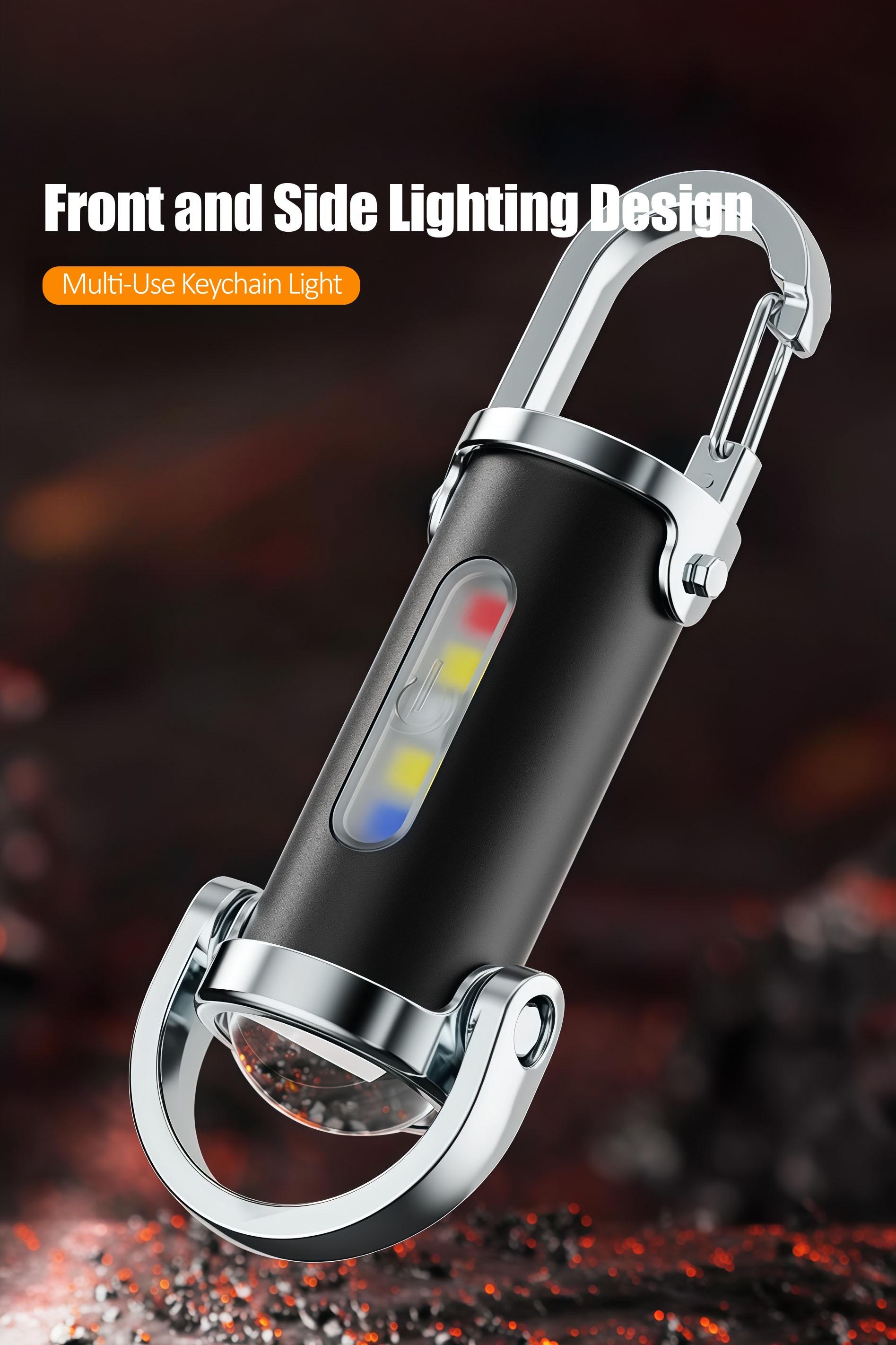 Mini LED Flashlight Strong Light Portable Flashlight, USB-CRechargeable Keychain Light with Strobe and SOS Light forCamping, Hiking, Work, Travel, Outdoor fun